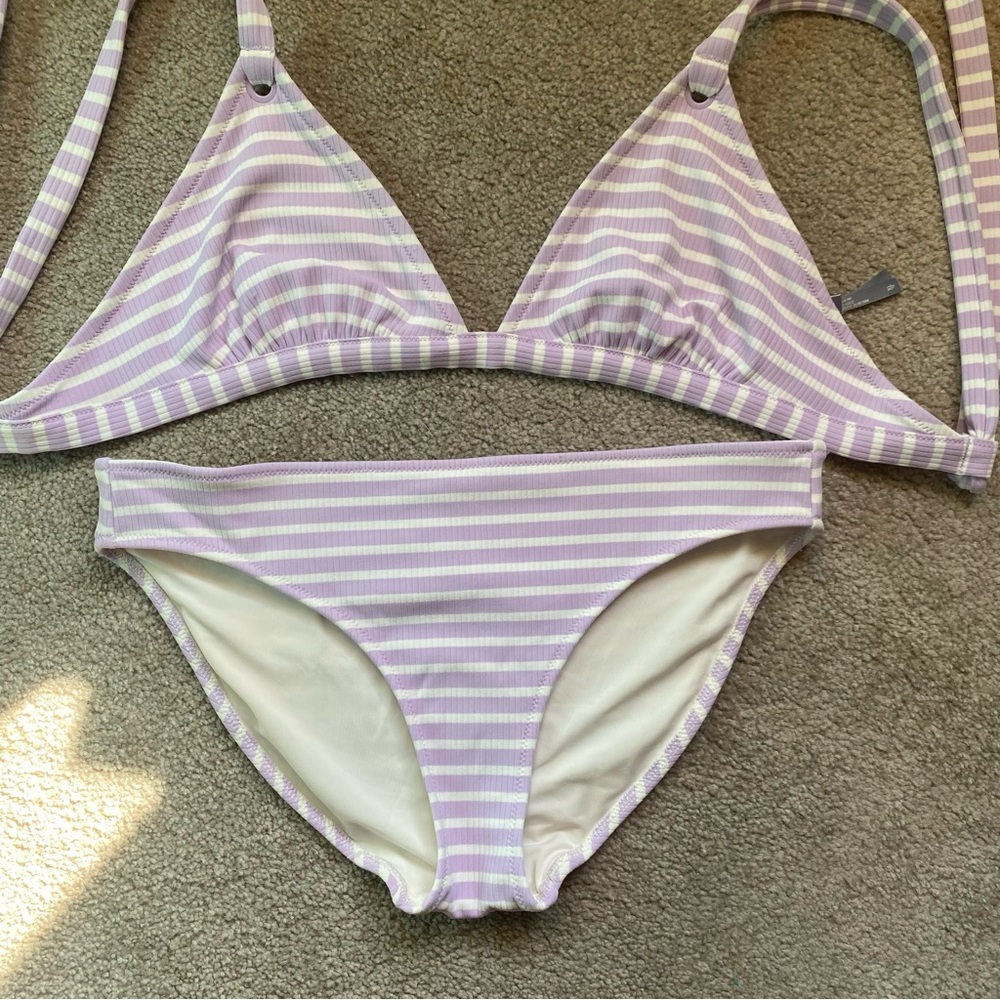 Aerie Lavender and Cream Bikini Set